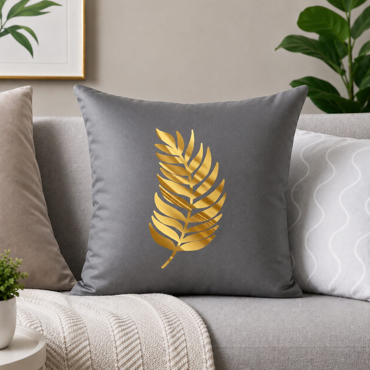 Luxury Leaf Laser Cut Velvet Cushion Covers