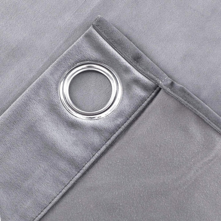 Light Grey 1 pair 2 Panels Plain Velvet Curtains