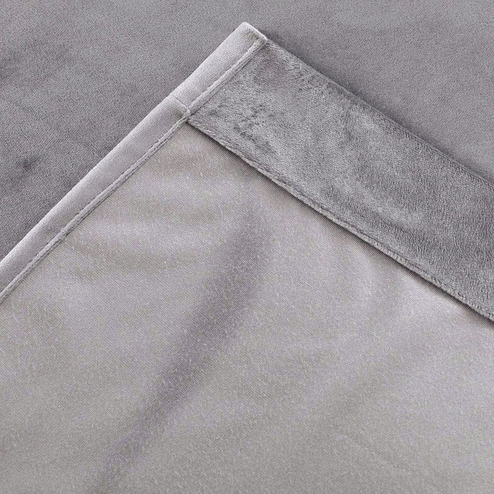 Light Grey 1 pair 2 Panels Plain Velvet Curtains