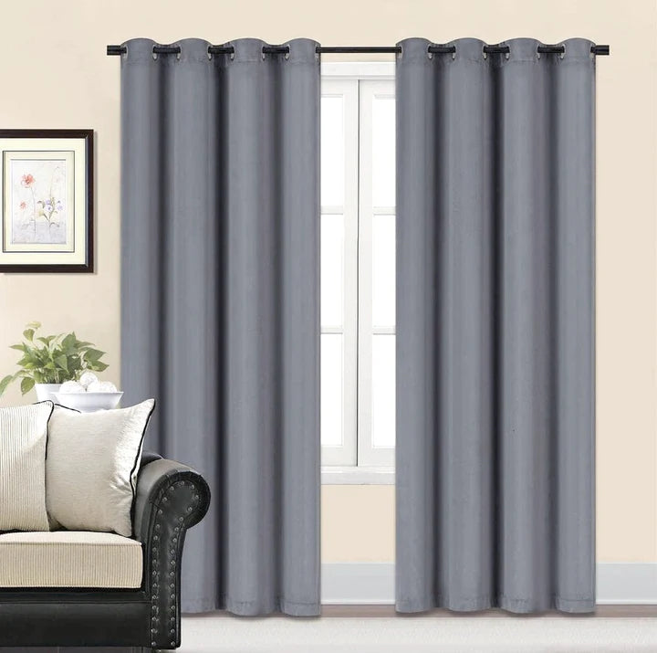 Light Grey 1 pair 2 Panels Plain Velvet Curtains