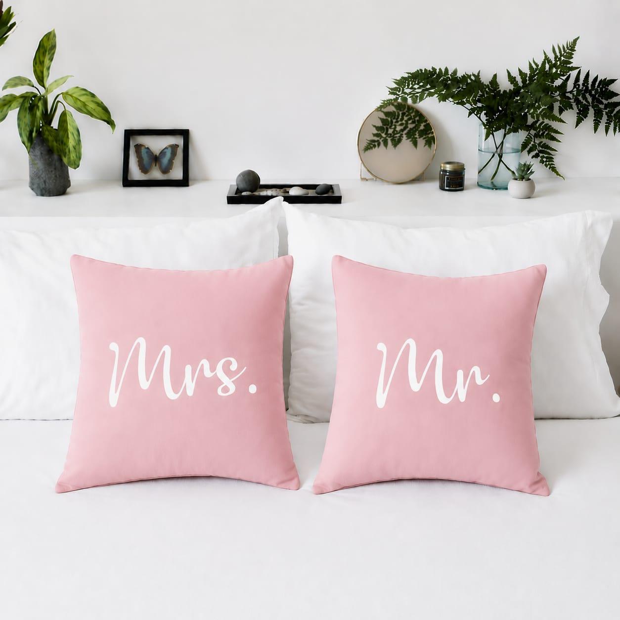 Mr & MRs 2 PCs Luxury Laser Cut Velvet Cushion Covers