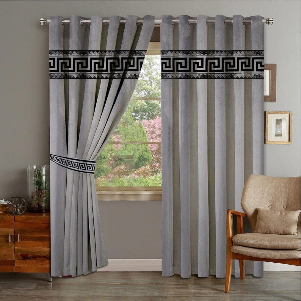 1 Pair of Laser Cutwork Versace Velvet Curtains