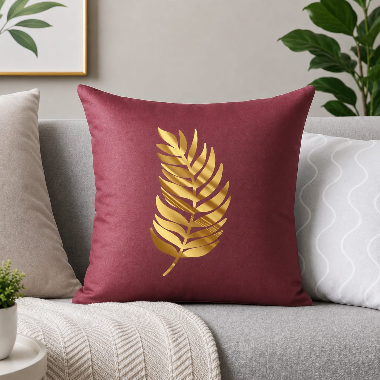 Luxury Leaf Laser Cut Velvet Cushion Covers