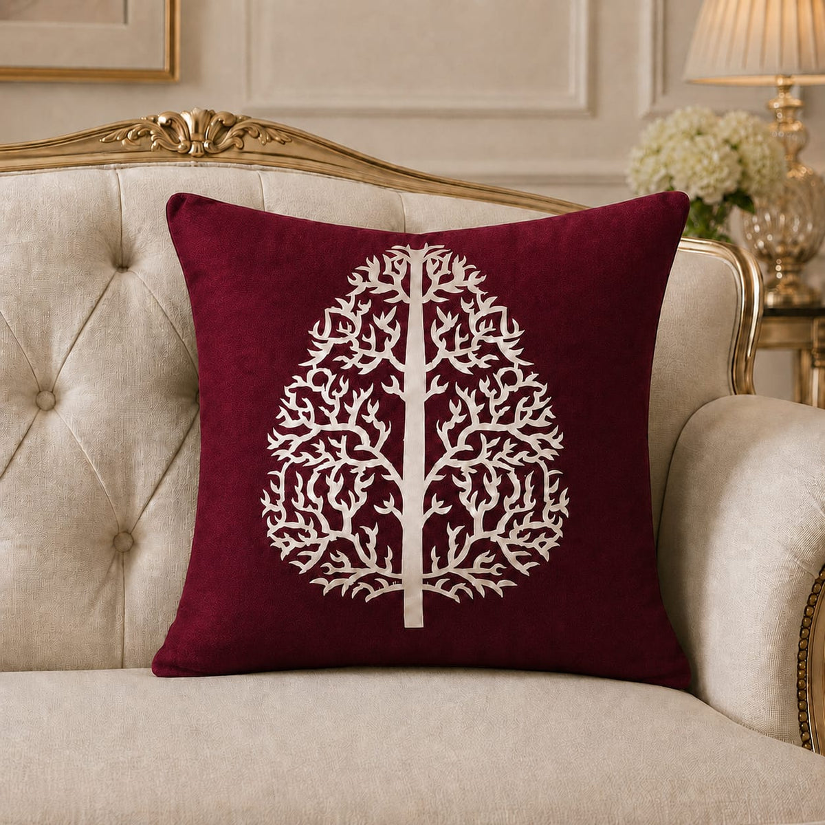 Tree Motive Laser Cut work Cushion Covers