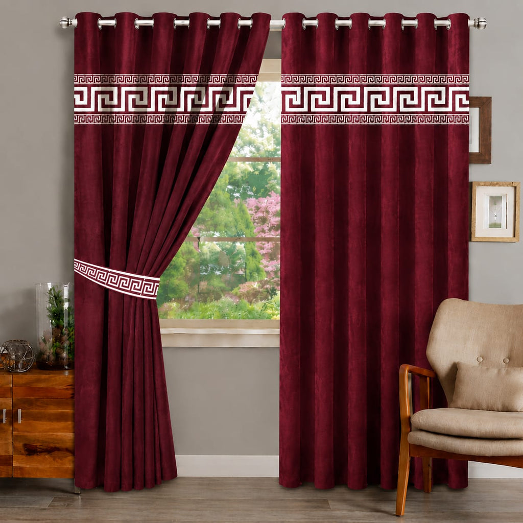 1 Pair of Laser Cutwork Versace Velvet Curtains