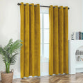 Mustard 1 Pair 2 Panels Plain Velvet Curtains