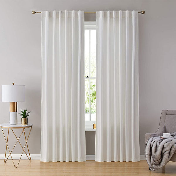 White 1 Pair 2 Panels Plain Velvet Curtains