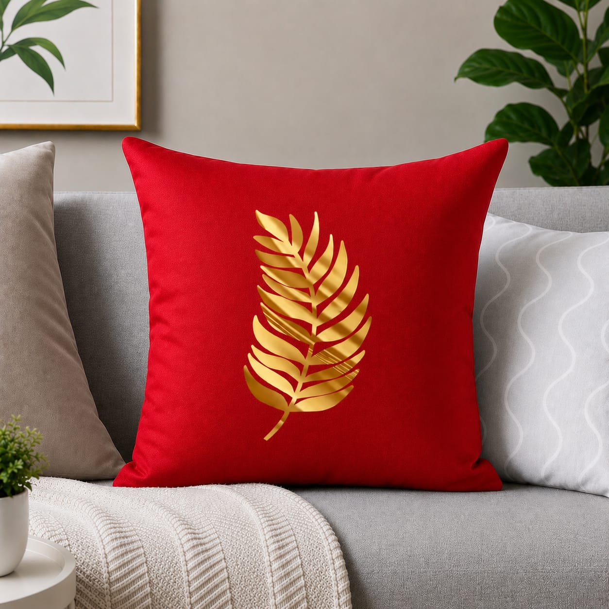 Luxury Leaf Laser Cut Velvet Cushion Covers