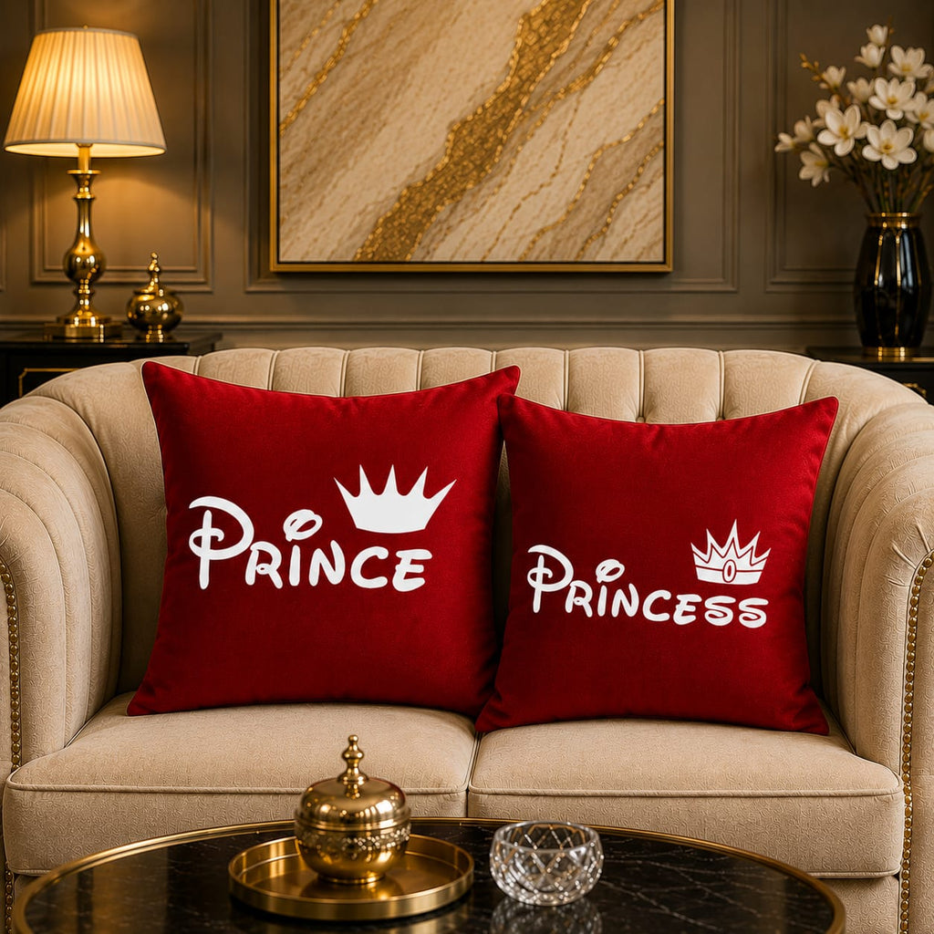 Prince & Princes 2 PCs Laser Cut work Cushion Covers