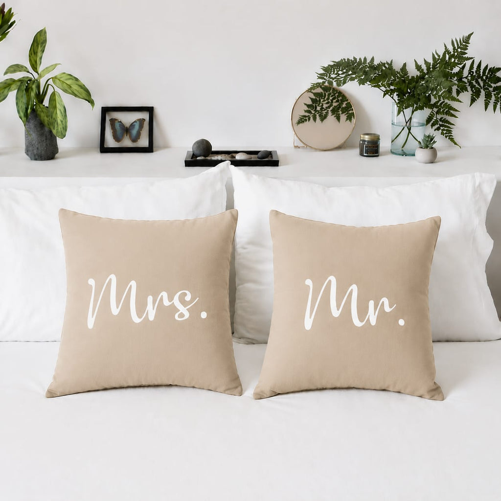 Mr & MRs 2 PCs Luxury Laser Cut Velvet Cushion Covers