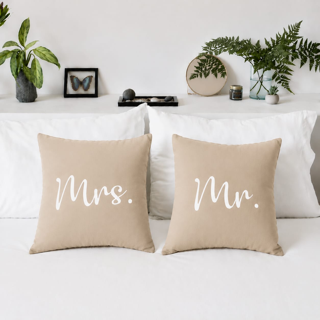 Mr & MRs 2 PCs Luxury Laser Cut Velvet Cushion Covers