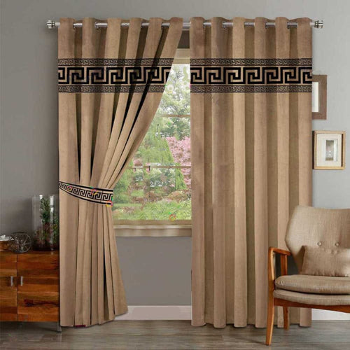 1 Pair of Laser Cutwork Versace Velvet Curtains