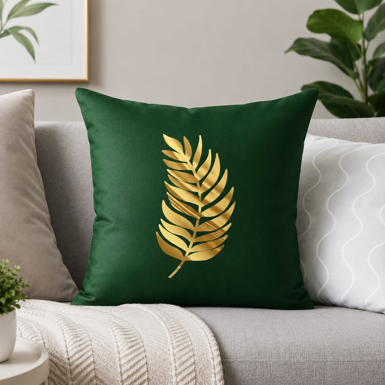 Luxury Leaf Laser Cut Velvet Cushion Covers