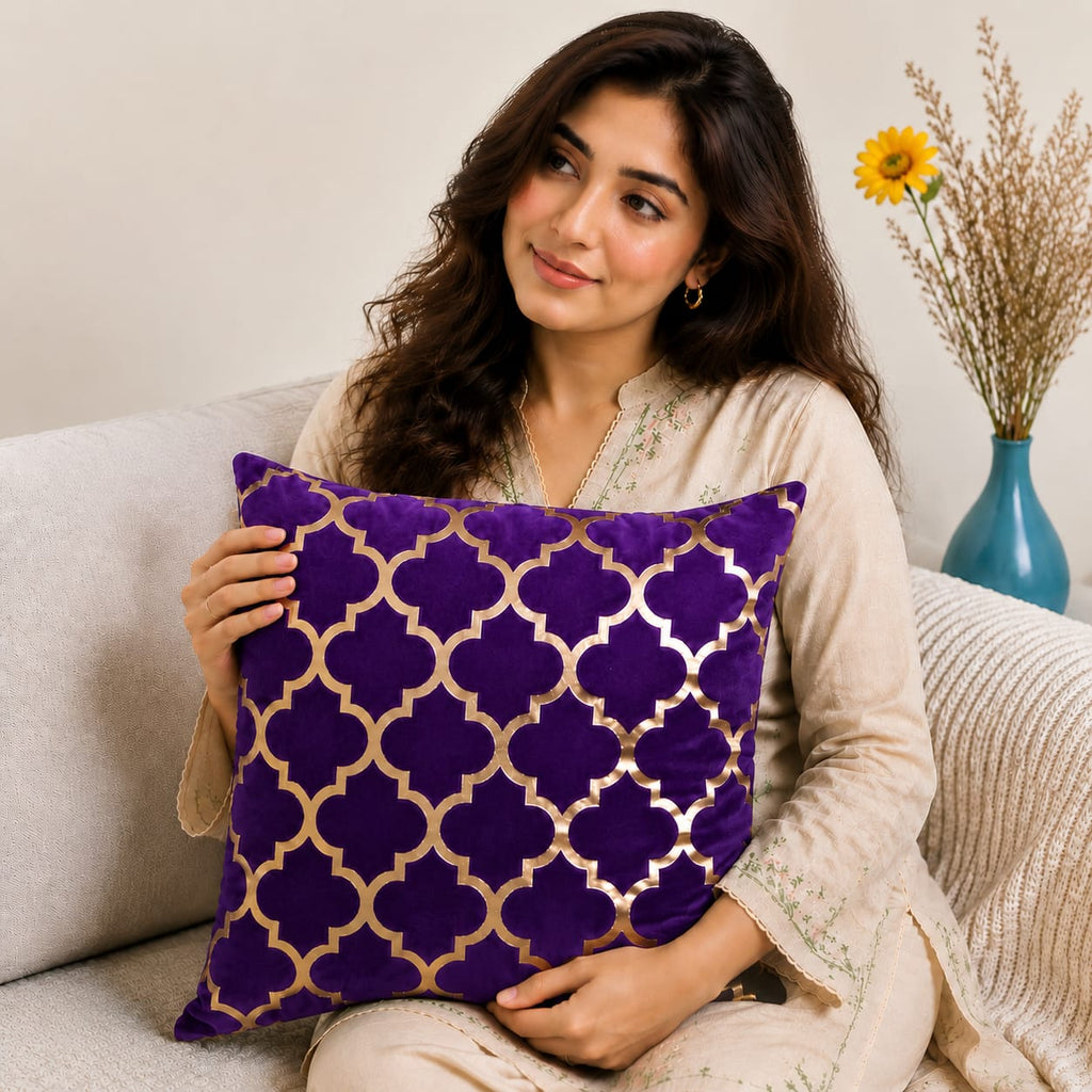 Luxury Laser Geomatric Cut Velvet Cushion Covers