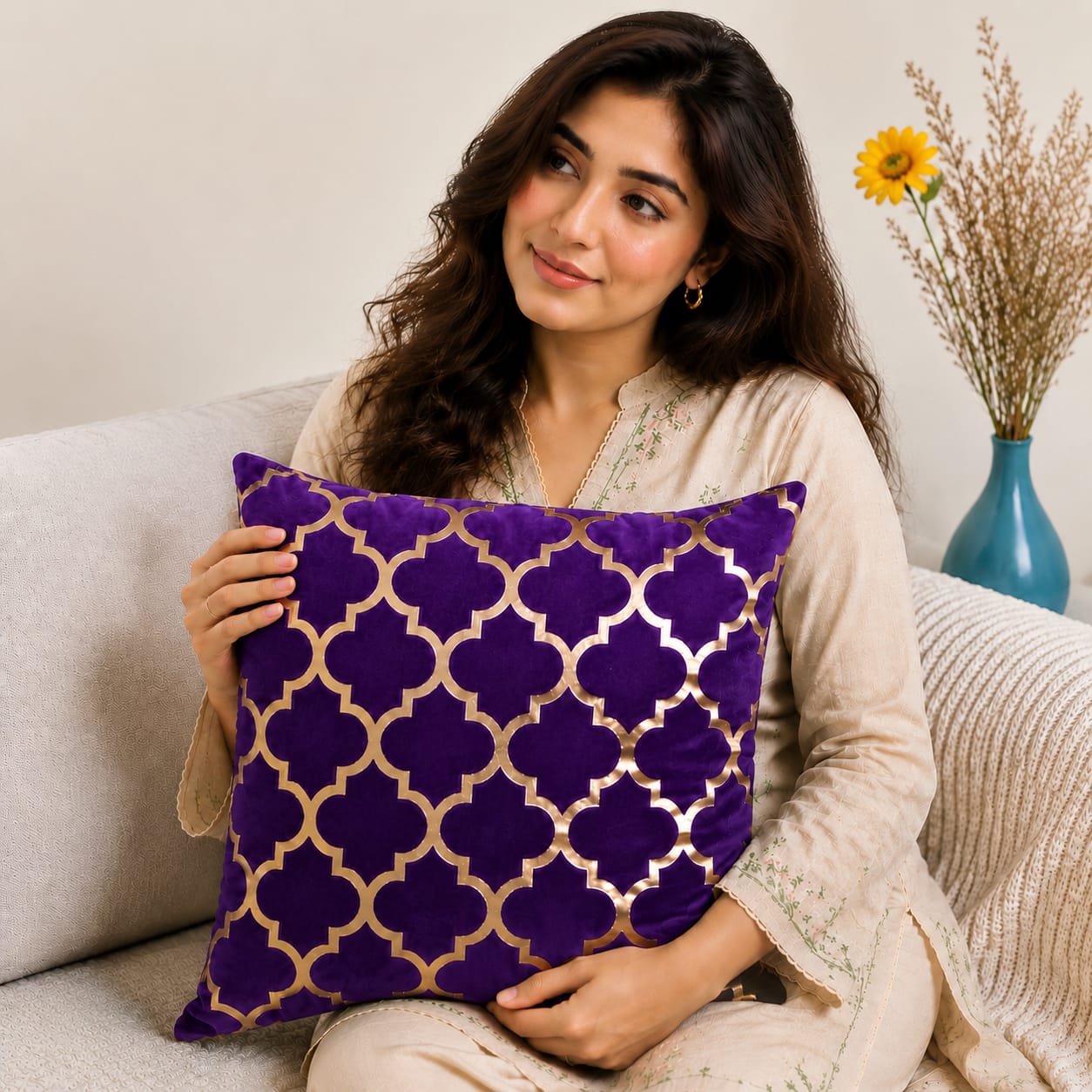 Luxury Laser Geomatric Cut Velvet Cushion Covers