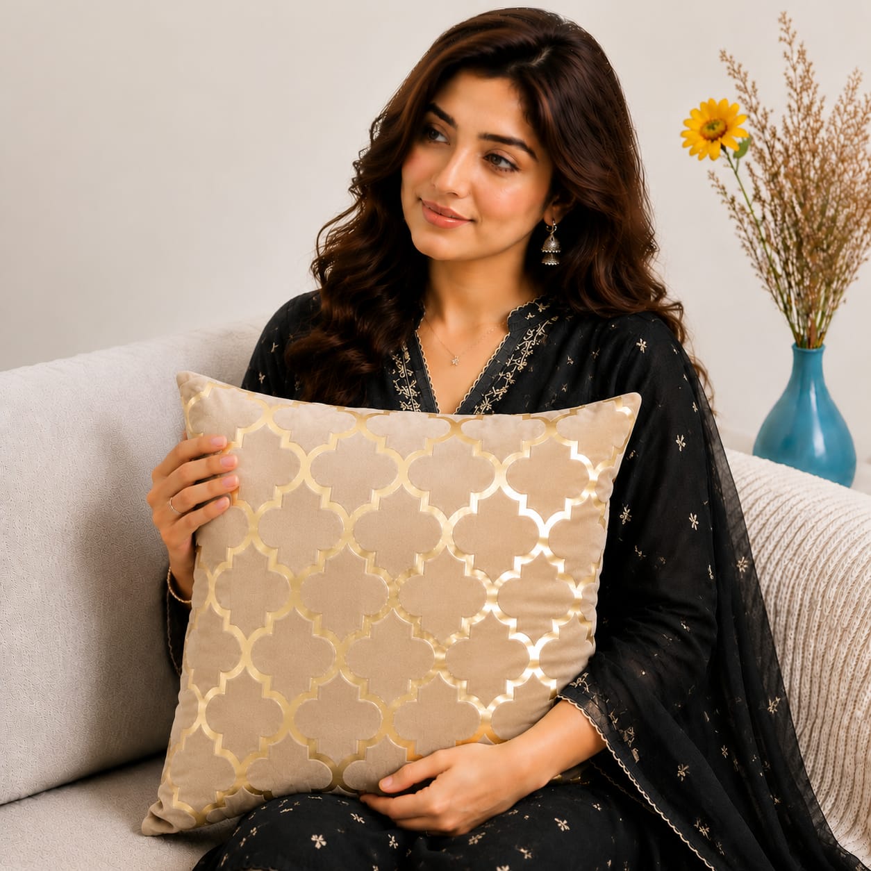 Luxury Laser Geomatric Cut Velvet Cushion Covers