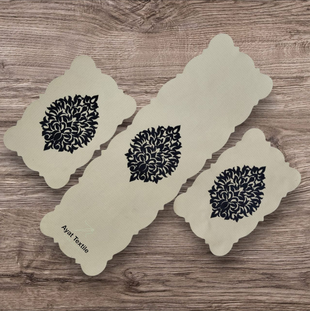 Off White 3 PCs Table Runner Set Jute Fabric