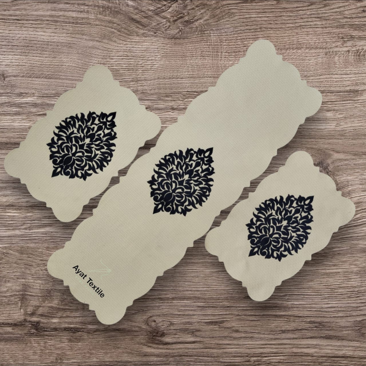 Off White 3 PCs Table Runner Set Jute Fabric