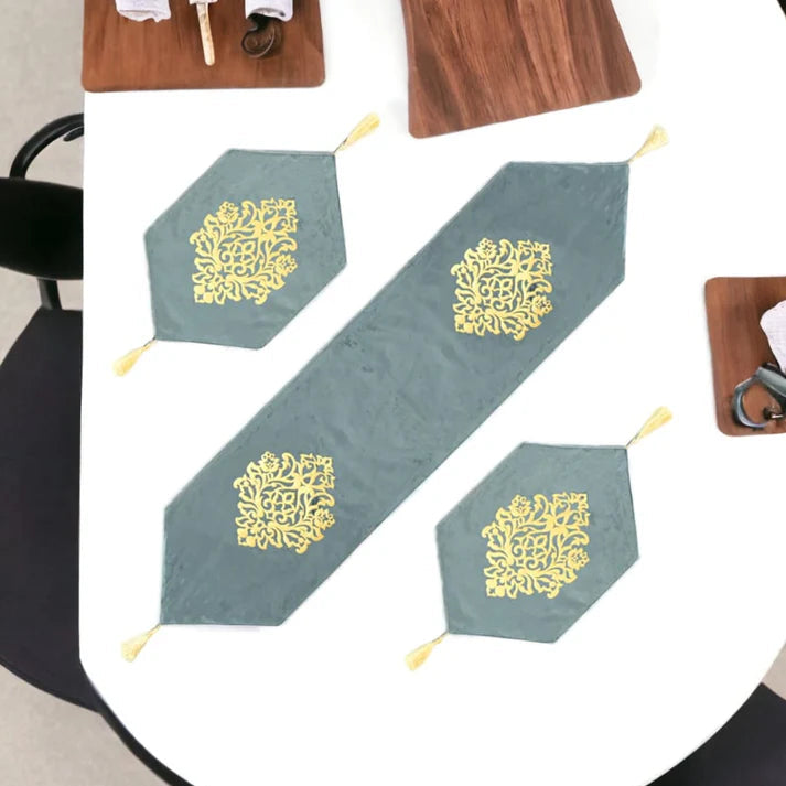 Luxury Laser Cut Velvet Runner Mat Set 3 PCs Table Mats