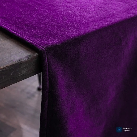 Purple Velvet 3 PCs Table Runner Mats Set