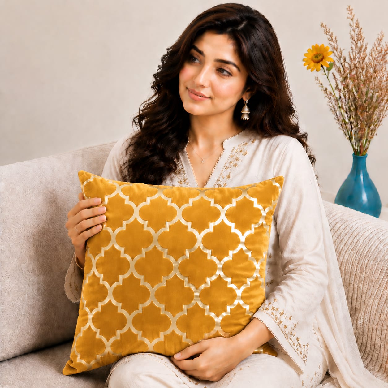 Luxury Laser Geomatric Cut Velvet Cushion Covers