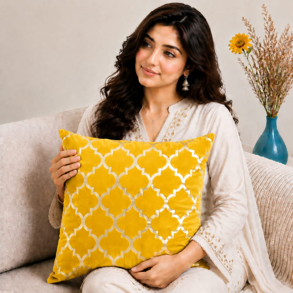 Luxury Laser Geomatric Cut Velvet Cushion Covers