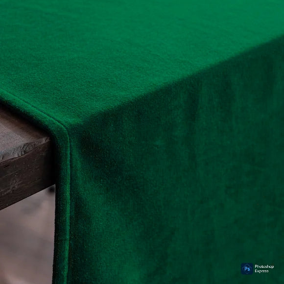 Green Velvet 3 PCs Table Runner Mats Set