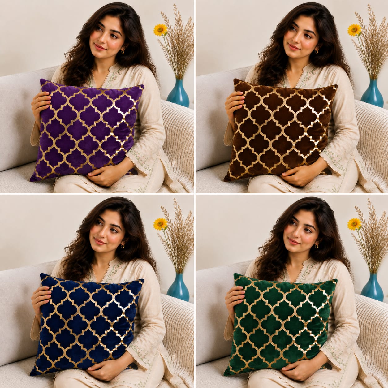 Luxury Laser Geomatric Cut Velvet Cushion Covers