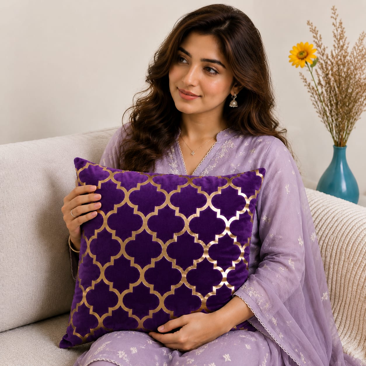 Luxury Laser Geomatric Cut Velvet Cushion Covers