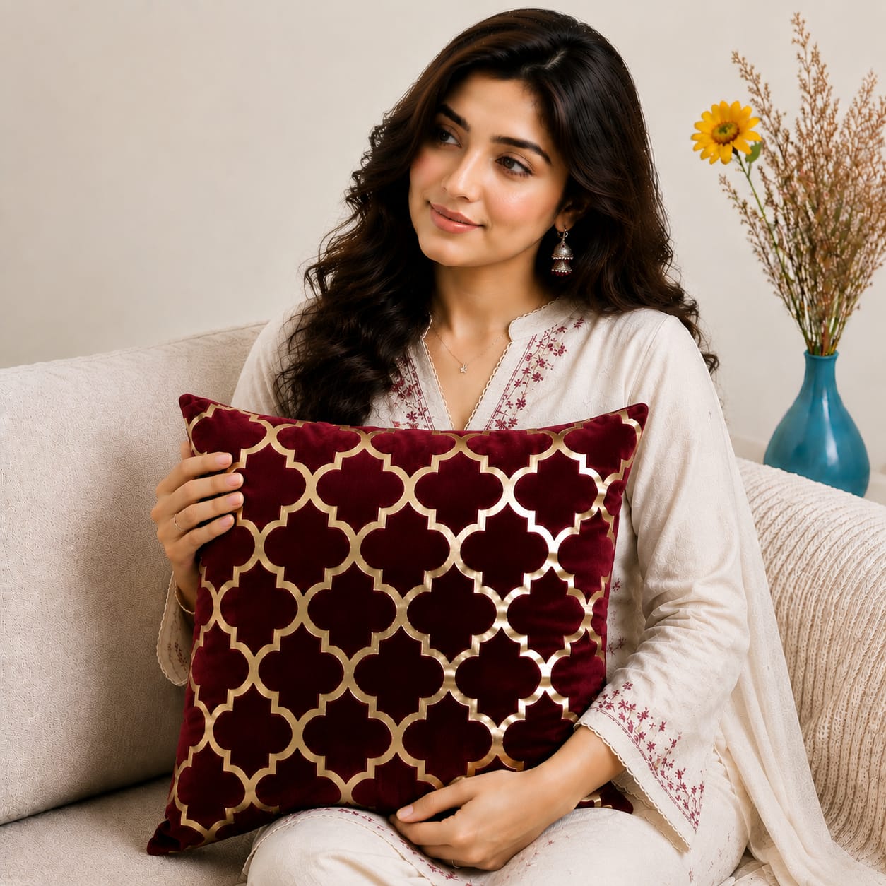 Luxury Laser Geomatric Cut Velvet Cushion Covers