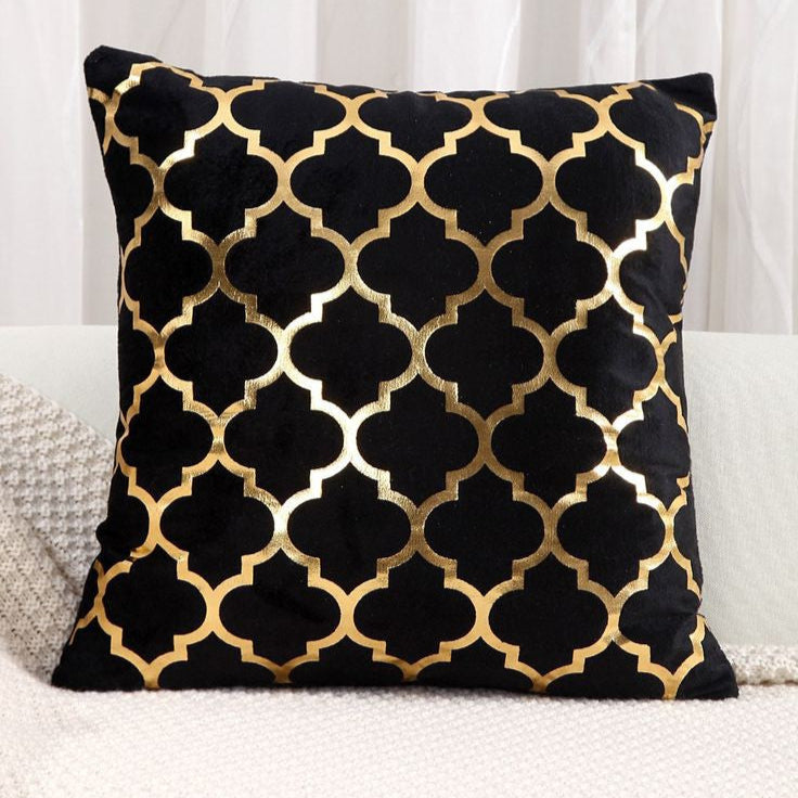 Black & Golden Luxury Laser Cut Velvet Cushion Covers