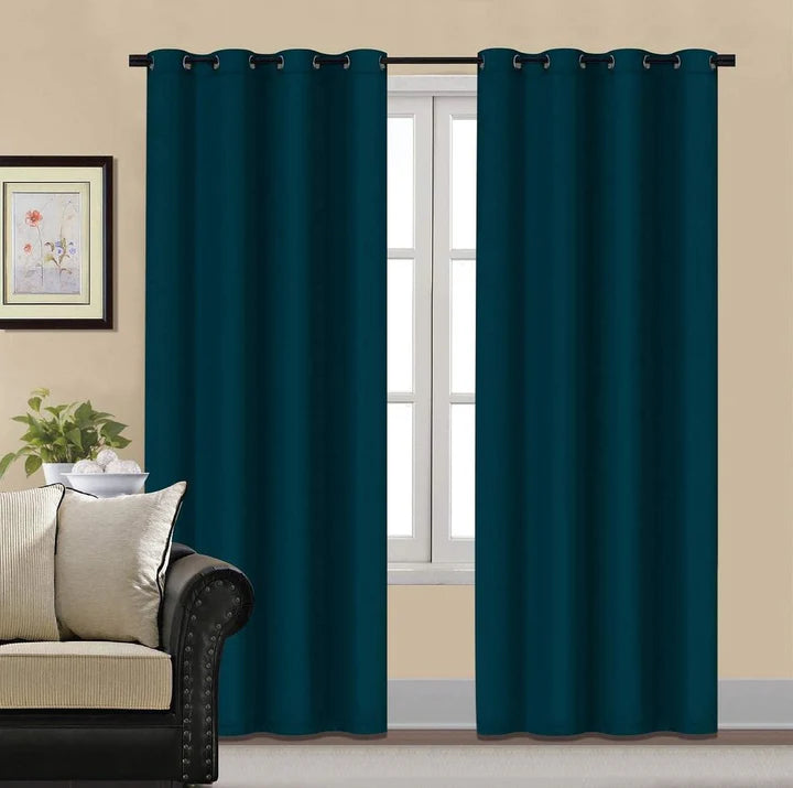 Teal 1 pair 2 Panels Plain Velvet Curtains