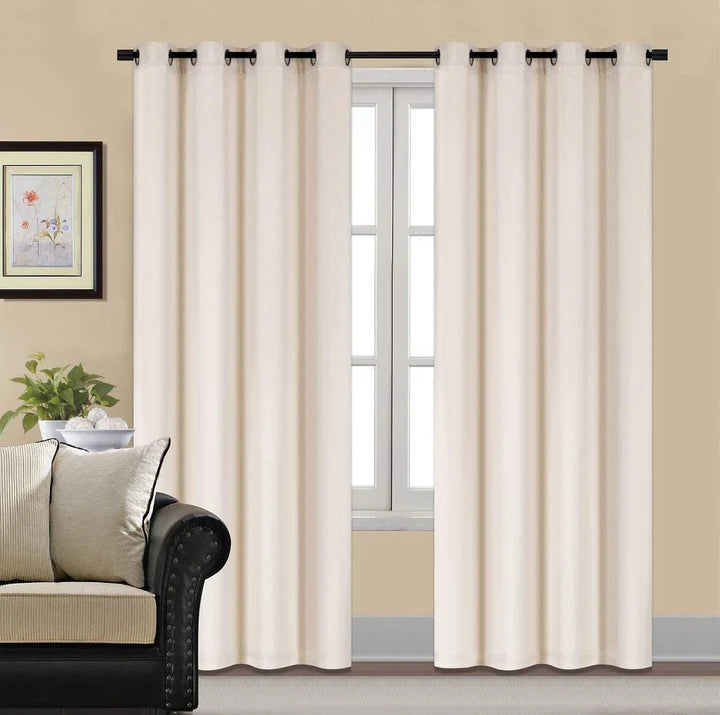Off White 1 pair 2 Panels Plain Velvet Curtains