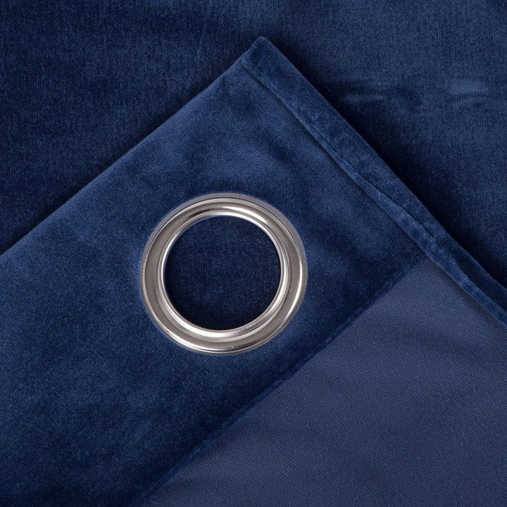 Navy Blue 1 pair 2 Panels Plain Velvet Curtains