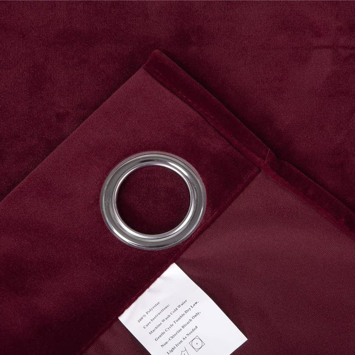 Maroon 1 pair 2 Panels Plain Velvet Curtains