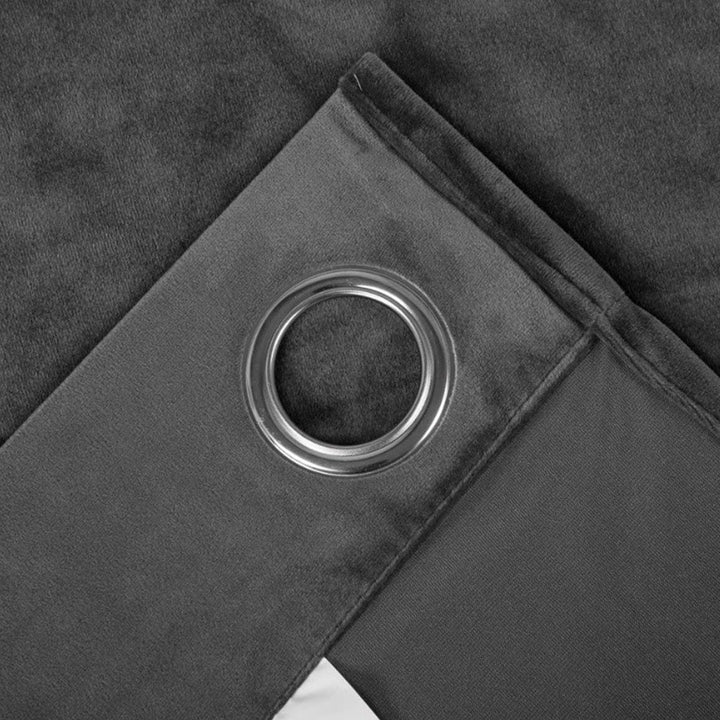 Dark Grey 1 pair 2 Panels Plain Velvet Curtains